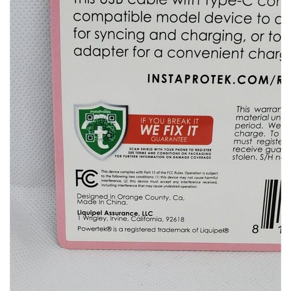 Pink Liquipel Powertek Fast Charge 3 Ft Retractable USB Type-C Cord - Picture 9 of 12
